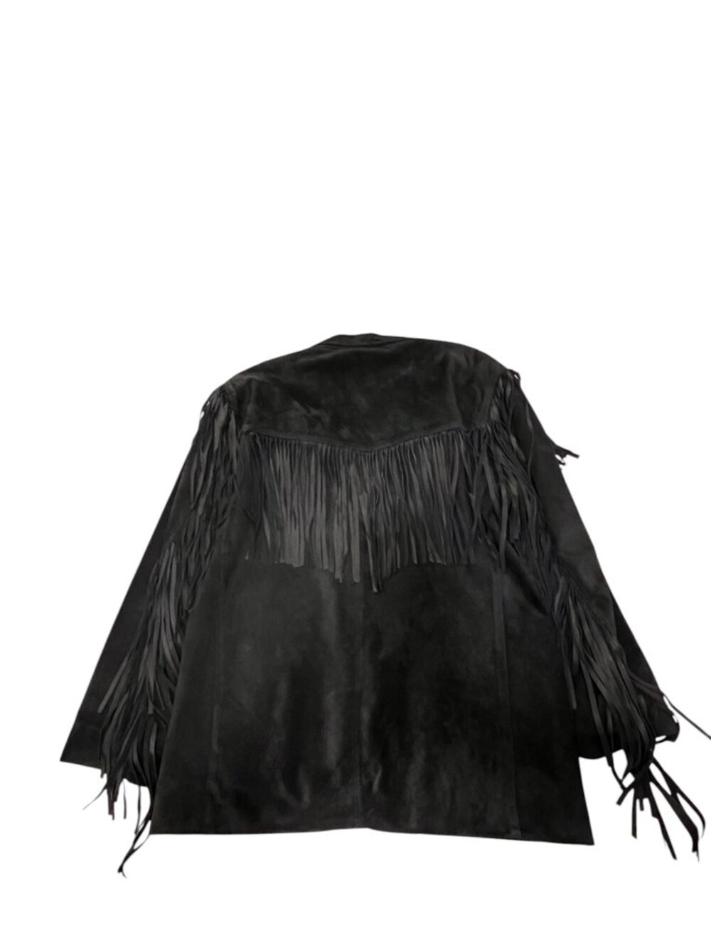 Learsi Vintage Western Fringe Suede Leather Jacket, Black, M - Picture 9 of 12